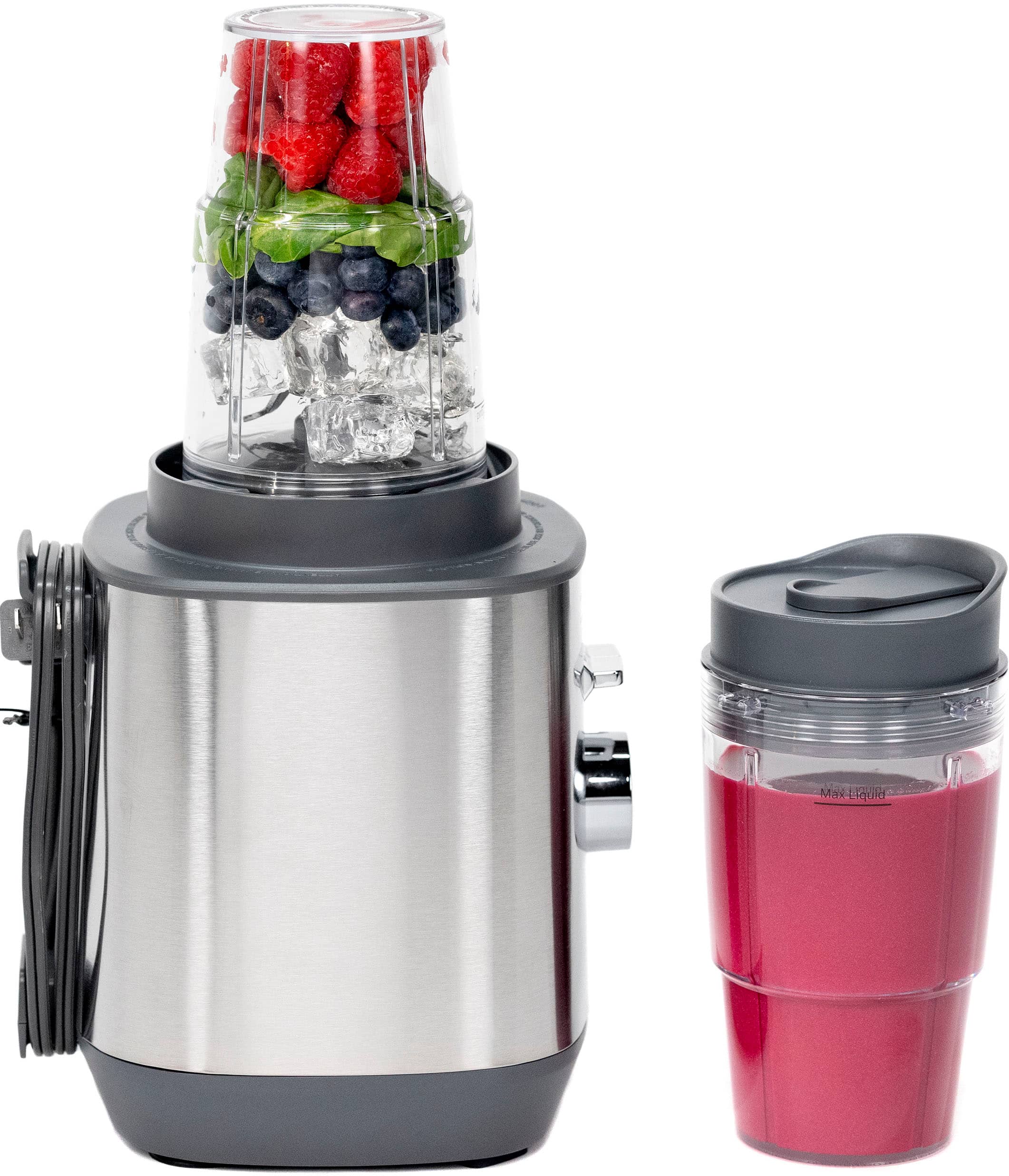 GE - 5-Speed 64-Oz. Blender with Blender Cups - Stainless Steel - Image 4