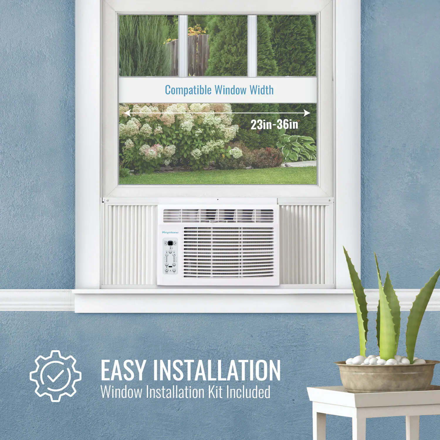 Keystone - 650 Sq. Ft 14,500 BTU Window Air Conditioner - White - Image 5
