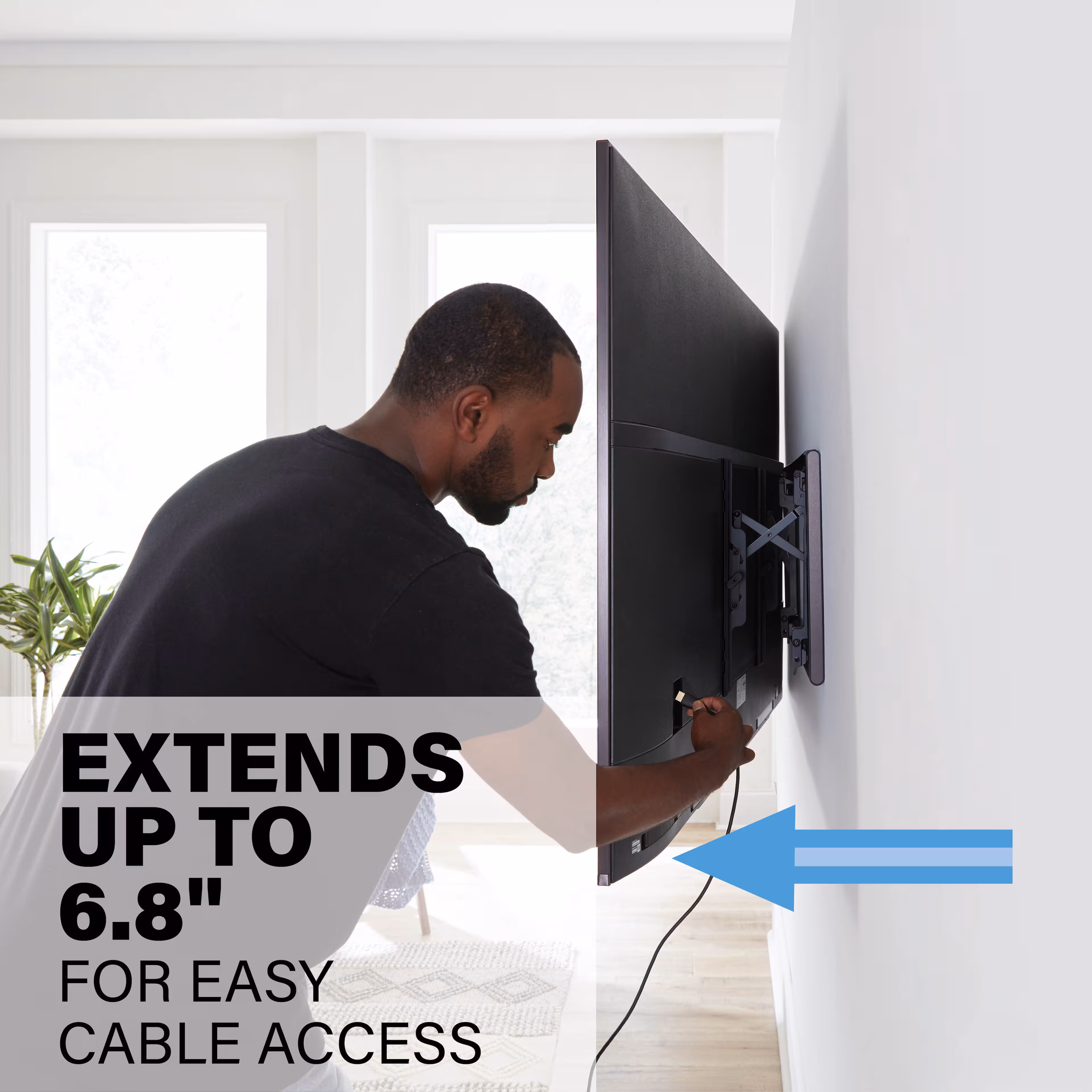 SANUS Elite - Advanced Tilt 4D TV Wall Mount for Most TVs 42"-90" up to 150lbs- Extends 6.8" for Easy Cable Access and Max Tilt - Black - Image 7