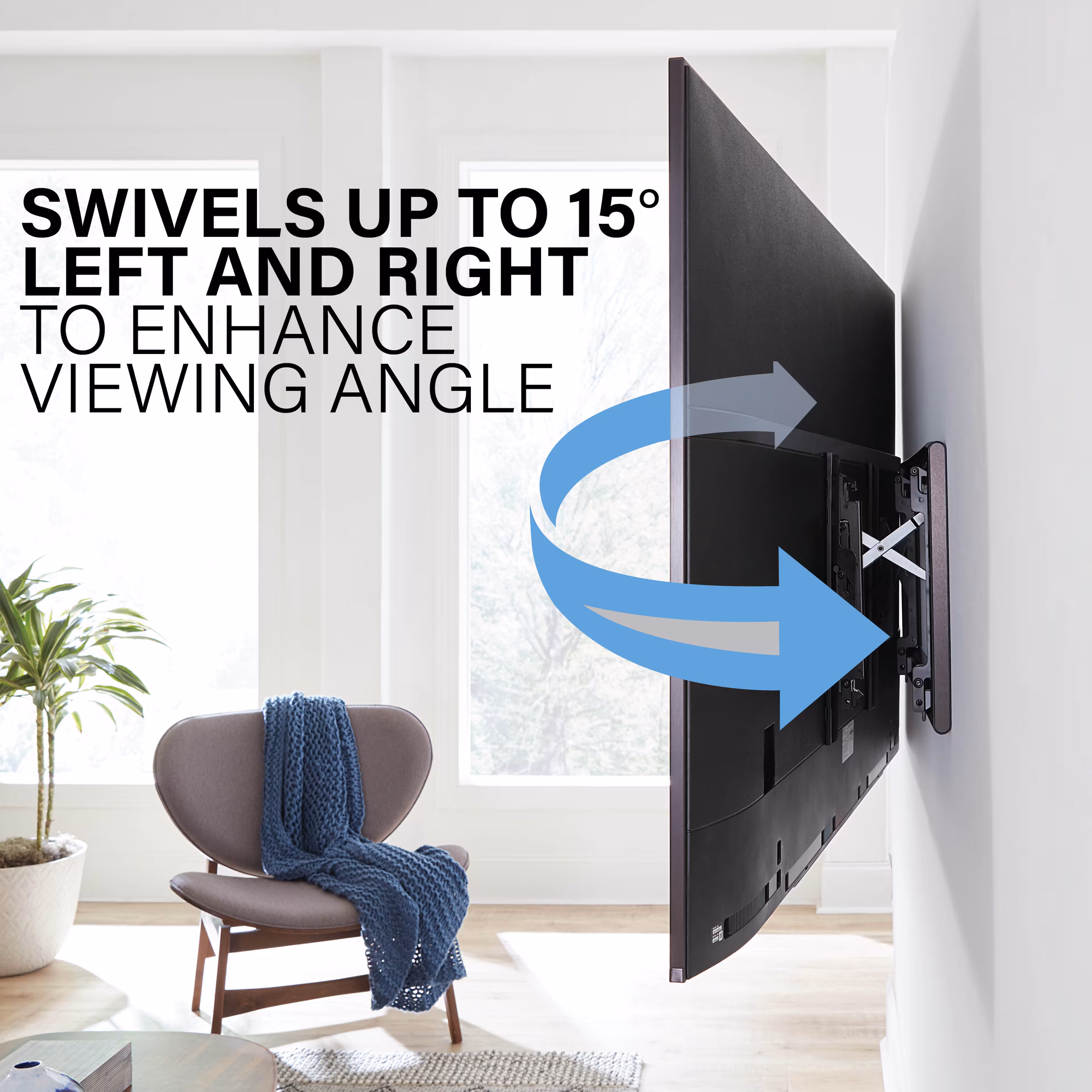 SANUS Elite - Advanced Tilt 4D TV Wall Mount for Most TVs 42"-90" up to 150lbs- Extends 6.8" for Easy Cable Access and Max Tilt - Black - Image 8