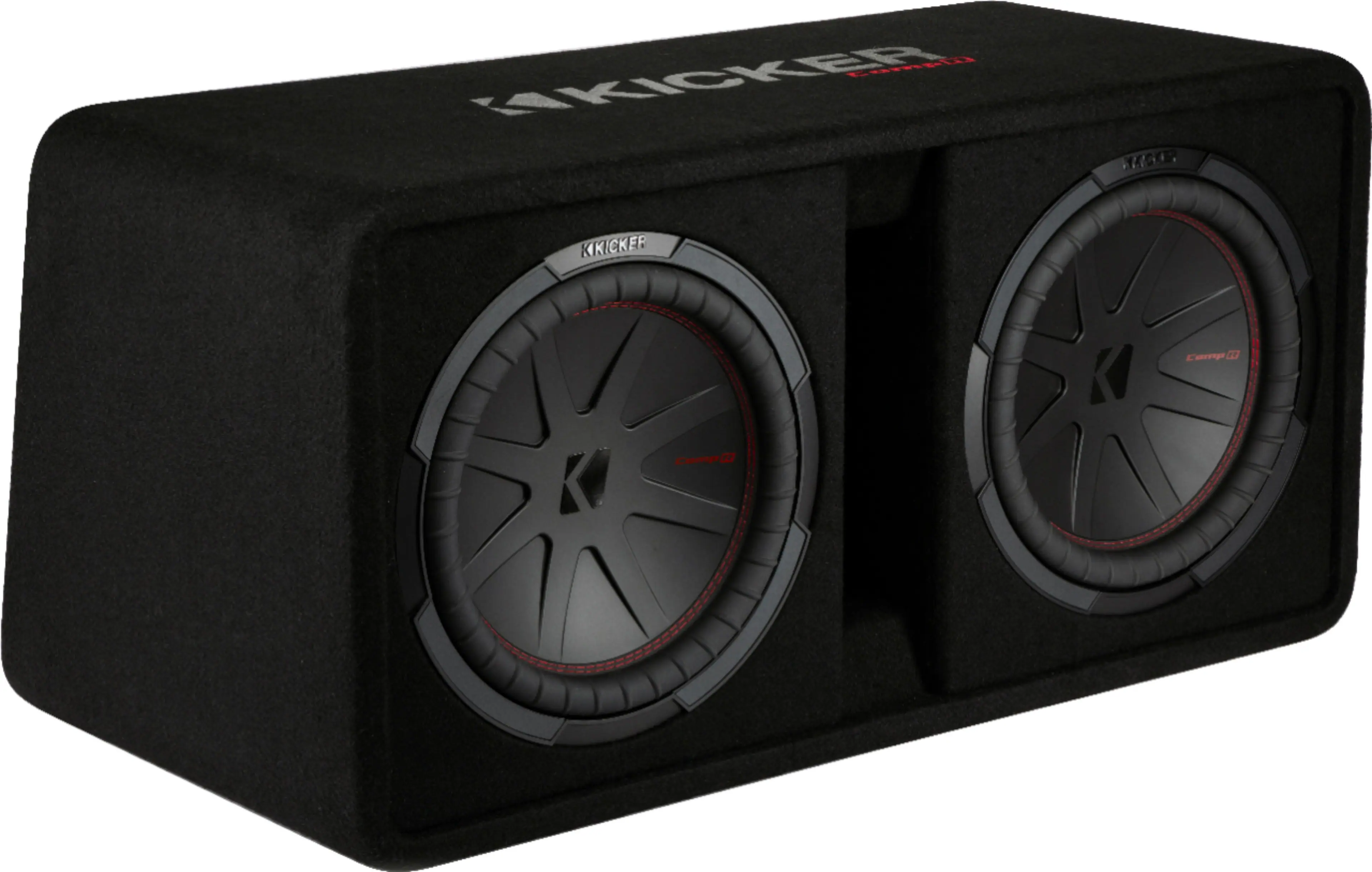 KICKER - CompR Dual 12" Dual-Voice-Coil 2-Ohm Subwoofers with Enclosure - Black - Image 2