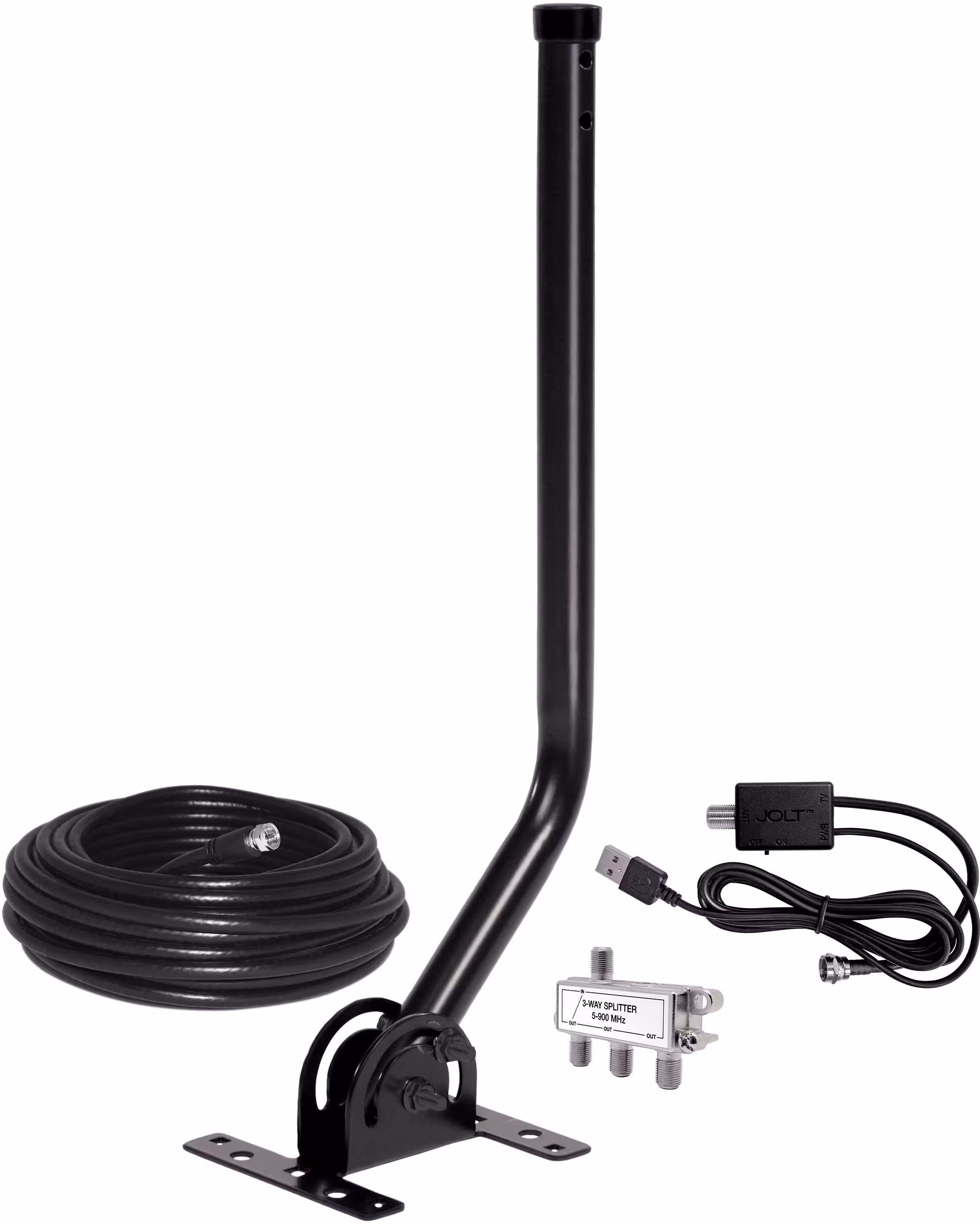 Antennas Direct - ClearStream 4MAX Complete Amplified Indoor/Outdoor HDTV Antenna with Mast, Coaxial Cable, Amplifier, and 3-Way Splitter - Black - Image 7