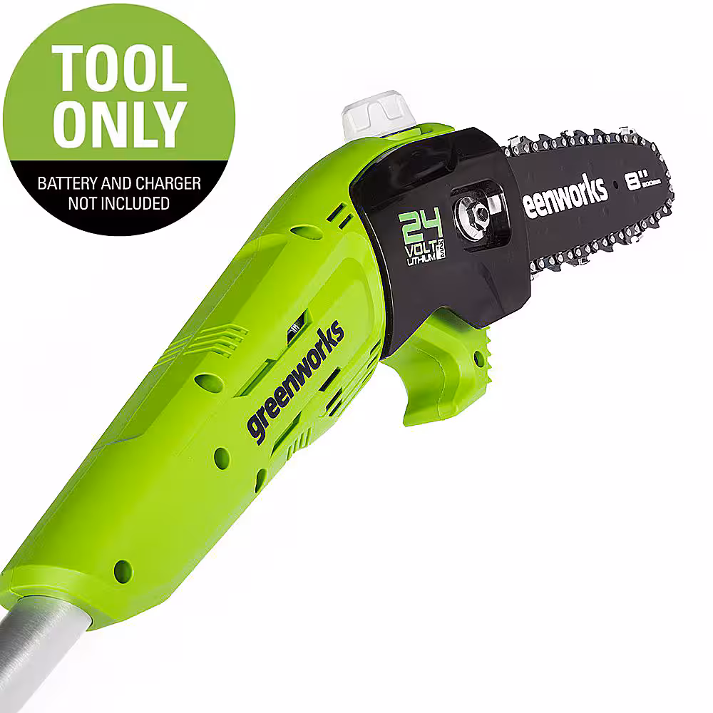 Greenworks - 24-Volt 8-Inch Cordless Pole Saw (Battery Not Included) - Black/Green