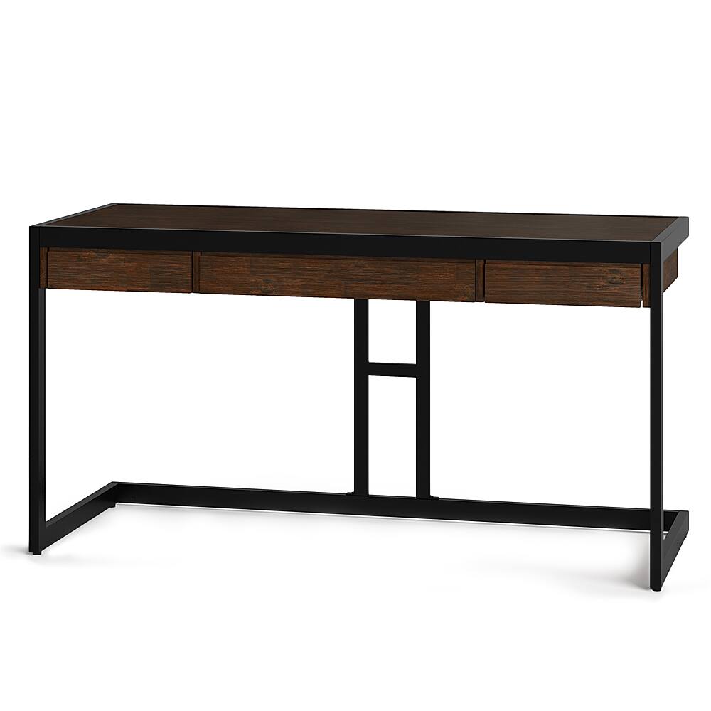 Simpli Home - Erina SOLID ACACIA WOOD Modern Industrial 60 inch Wide Writing Office Desk - Farmhouse Brown - Image 2