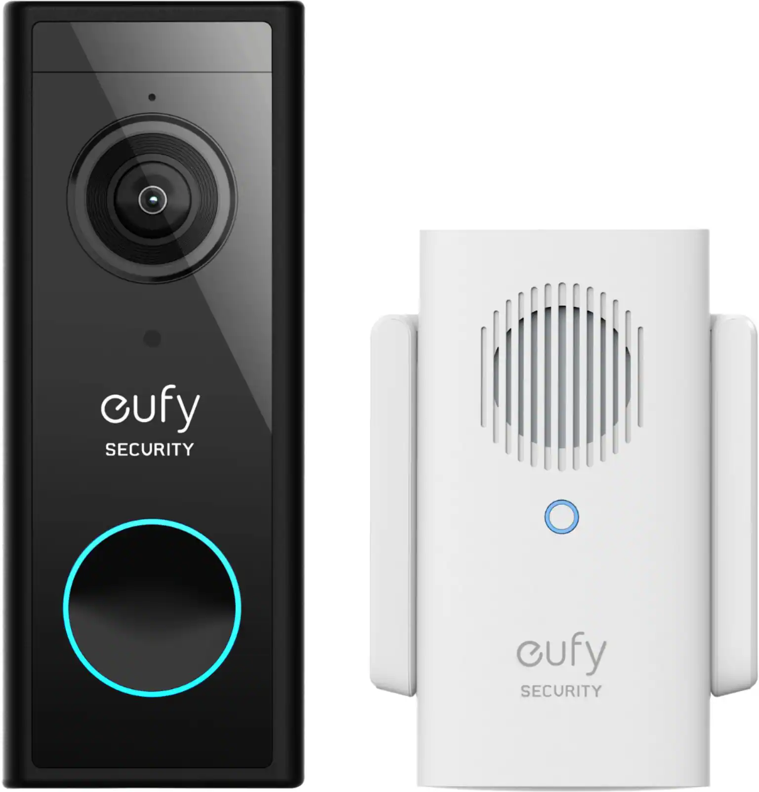eufy - Smart Wi-Fi Video Doorbell 2K Battery Operated/Wired with Chime - White/Black
