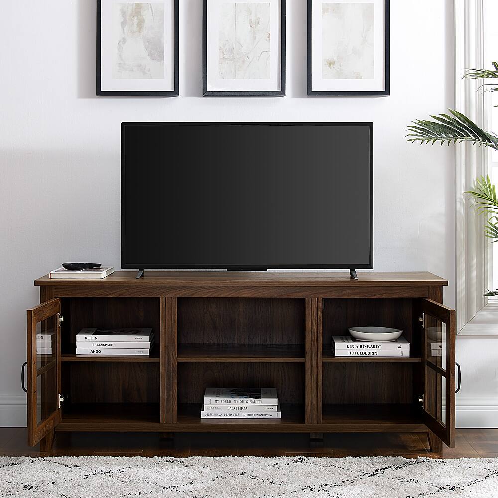 Walker Edison - 58” Farmhouse 2 Door TV Stand for TVs up to 65” - Dark brown - Image 5