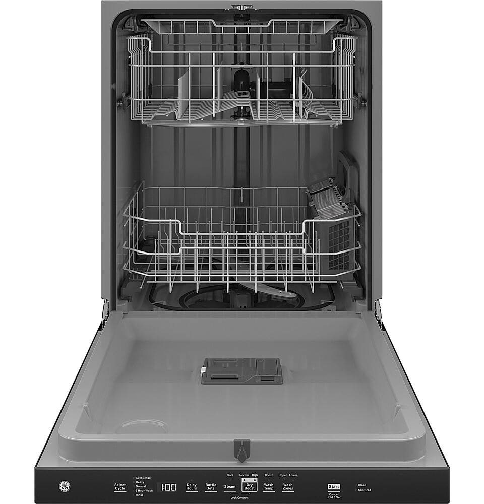 GE - 24" Top Control Built-In Plastic Tub Dishwasher with 3rd Rack, Bottle Jets and 50 dBA - Black - Image 2