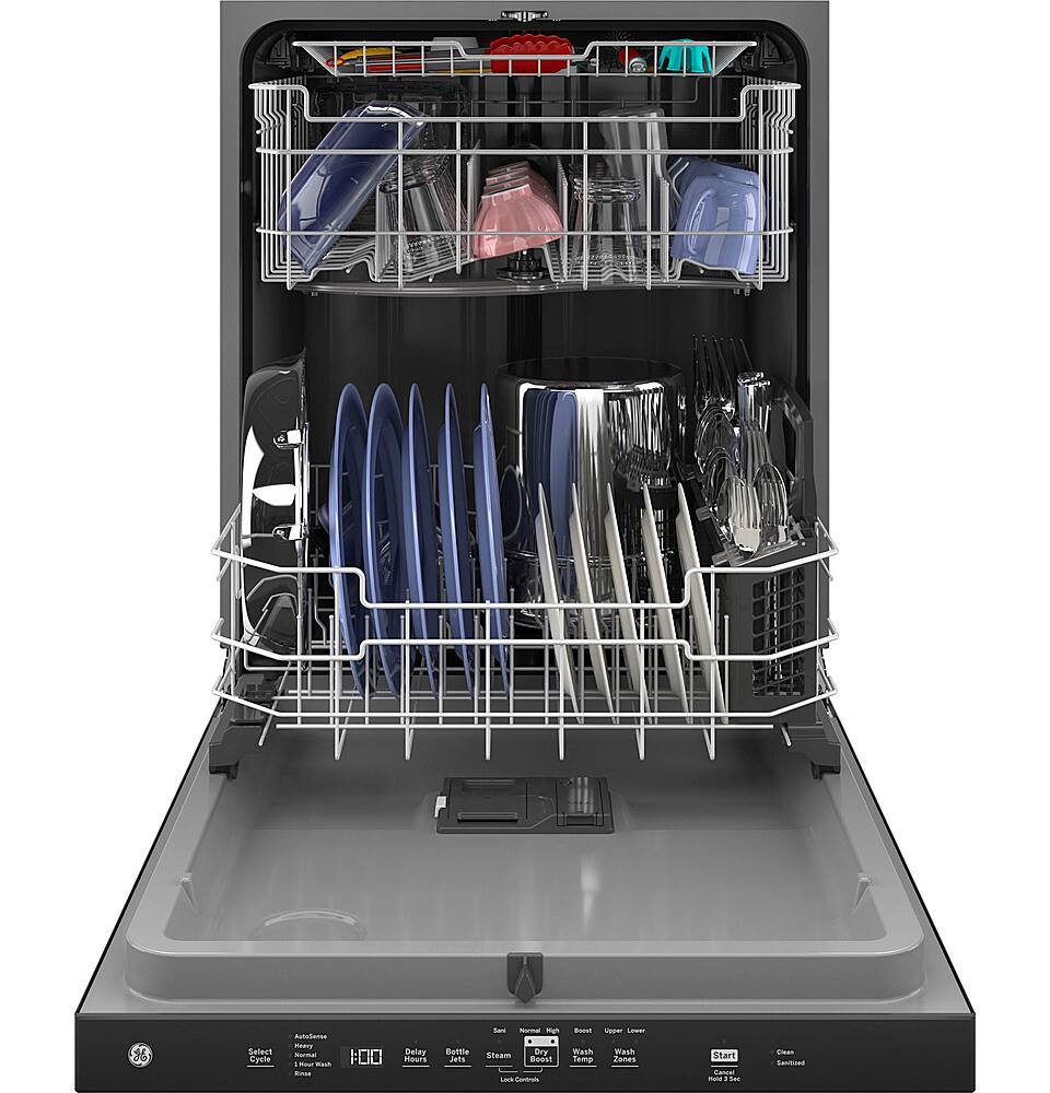 GE - 24" Top Control Built-In Plastic Tub Dishwasher with 3rd Rack, Bottle Jets and 50 dBA - Black - Image 3