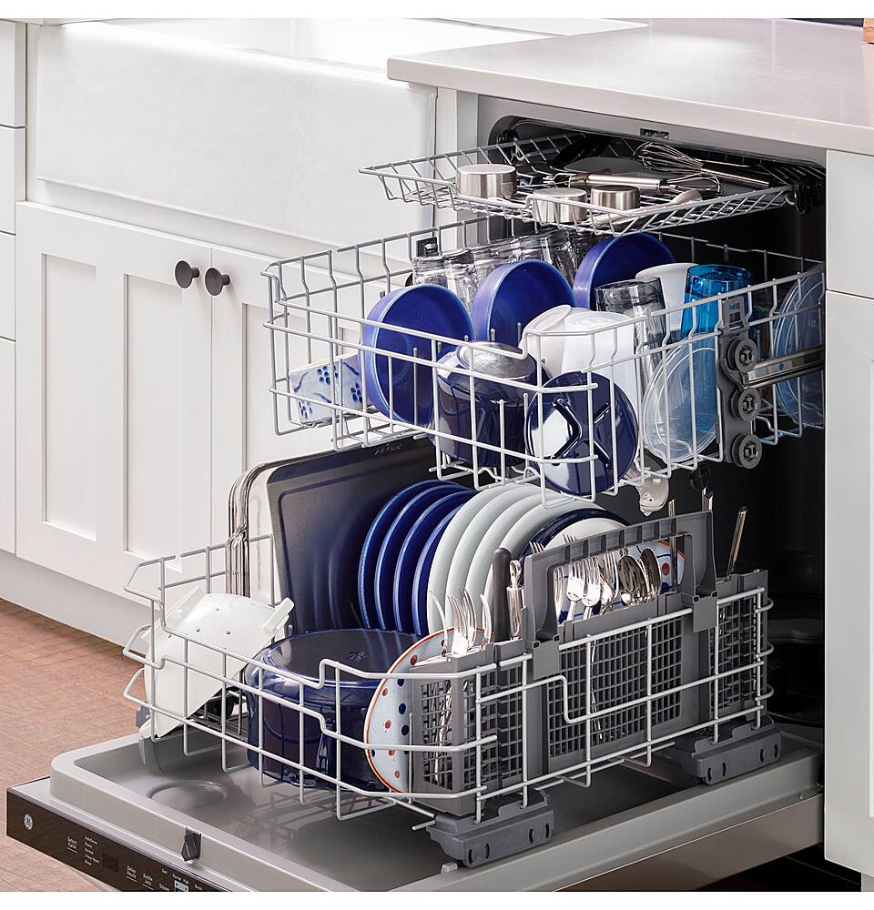 GE - 24" Top Control Built-In Plastic Tub Dishwasher with 3rd Rack, Bottle Jets and 50 dBA - Black - Image 8