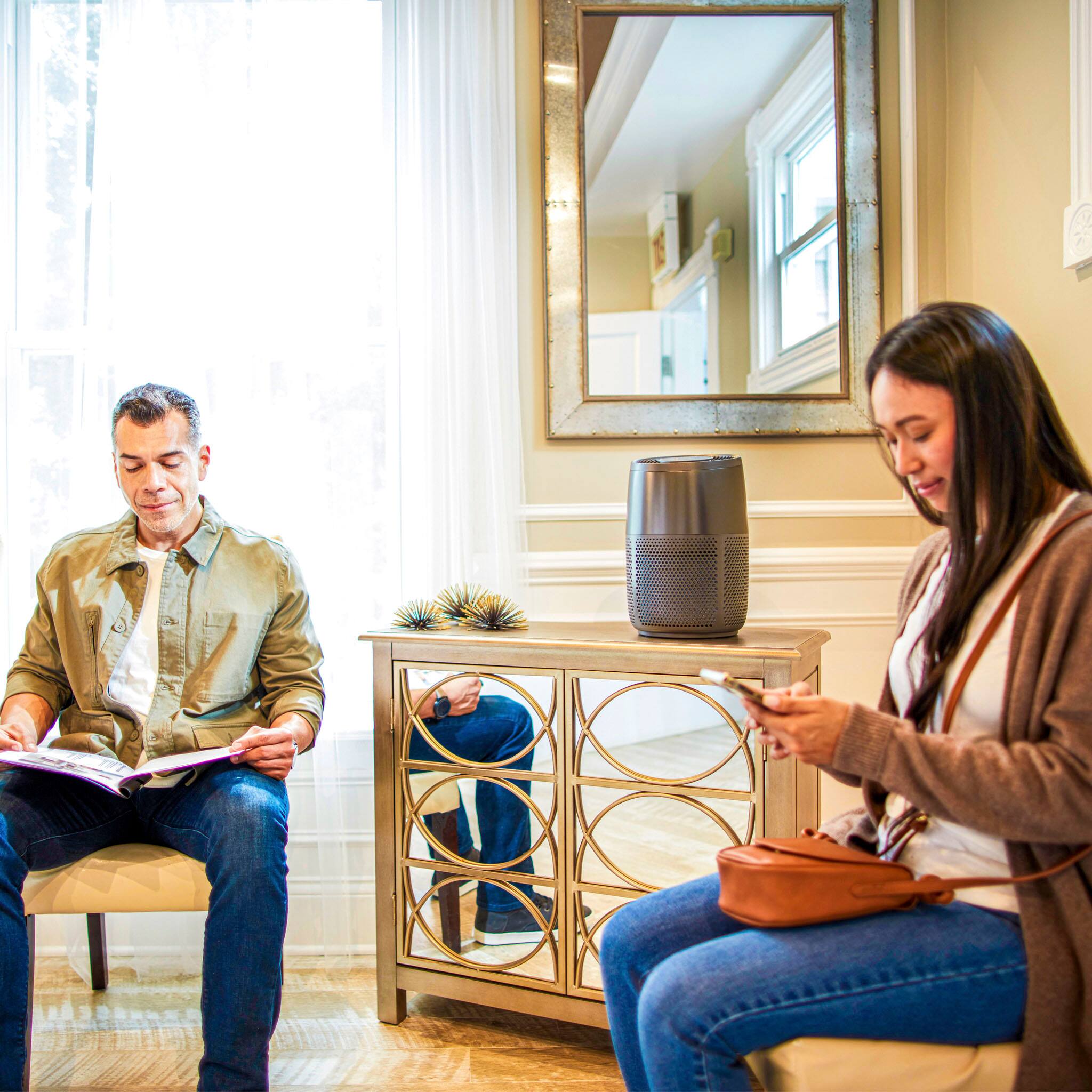 Instant - HEPA Air Purifier for Small Rooms Removes 99.9% of Dust, Smoke, & Pollen with Plasma Ion Technology - Charcoal - Image 2