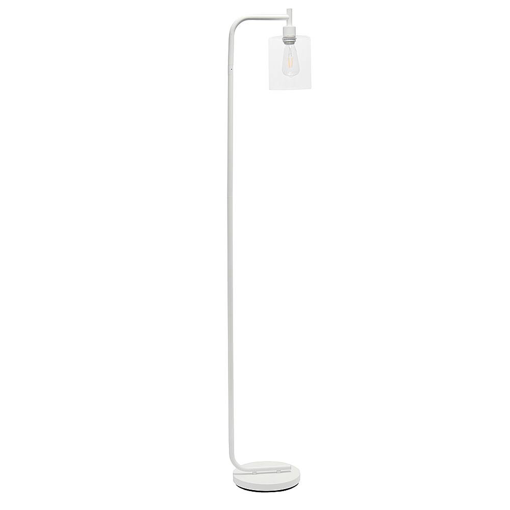 Simple Designs - Modern Iron Lantern Floor Lamp with Glass Shade - White - Image 2