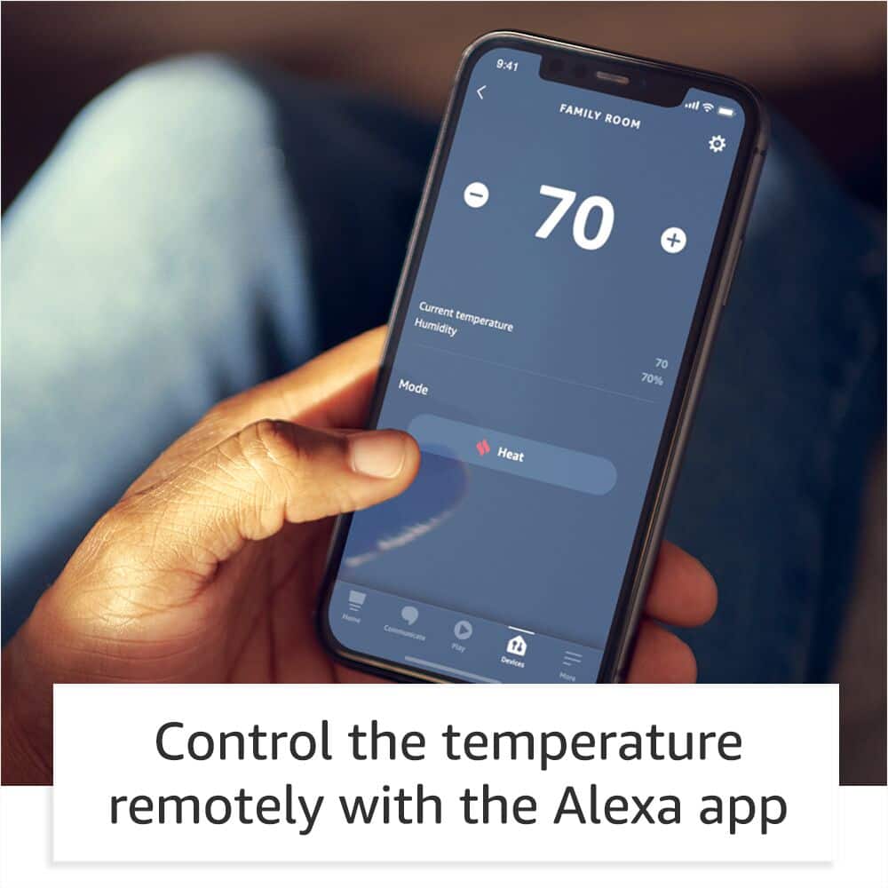 Amazon - Smart Programmable Thermostat with Alexa, C-Wire Required - White - Image 5