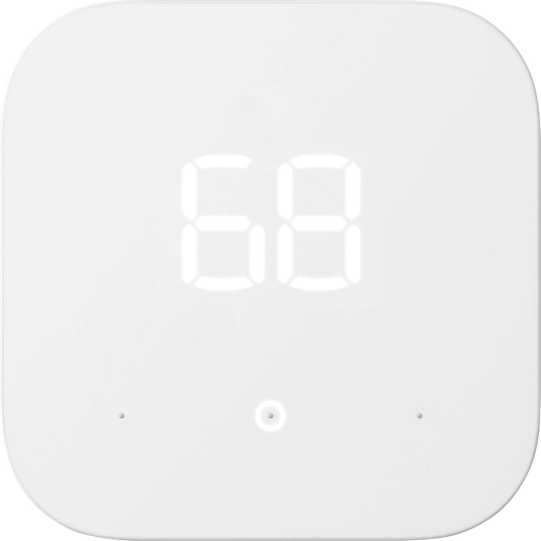 Amazon - Smart Programmable Thermostat with Alexa, C-Wire Required - White