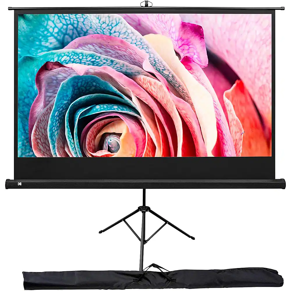 Kodak - 100 inches Portable Projector Screen, Adjustable Projection Screen with Tripod Stand & Carry Bag - White