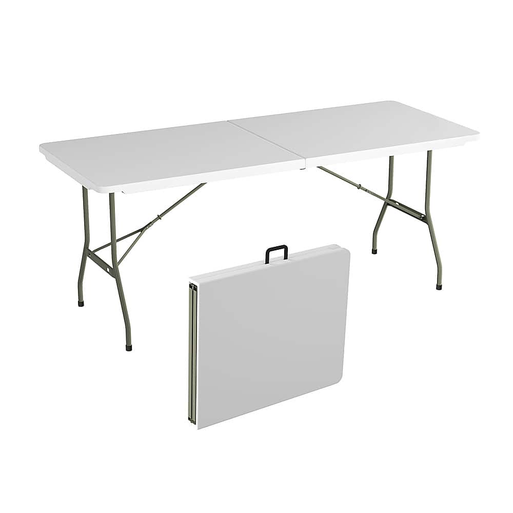 Hastings Home - 6' Indoor/Outdoor Table for Dining, Buffets, Crafts and Playing Cards Folding Table - White - Image 4