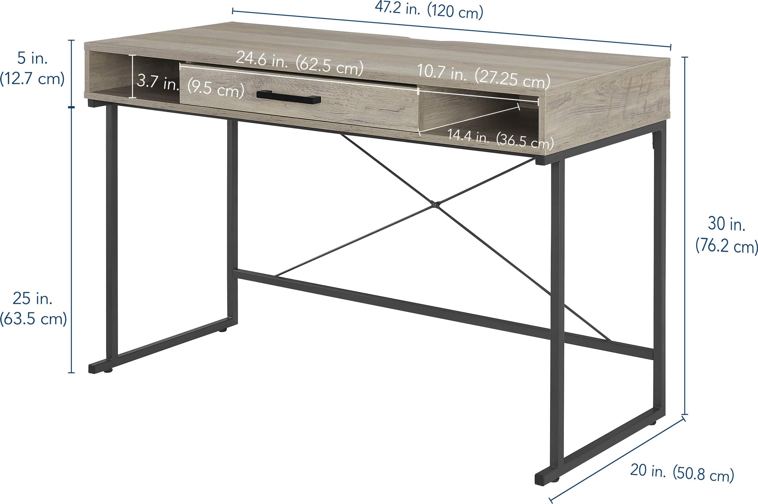 Insignia™ - Computer Desk with Drawer – 47" Wide - Dark Oak - Image 10