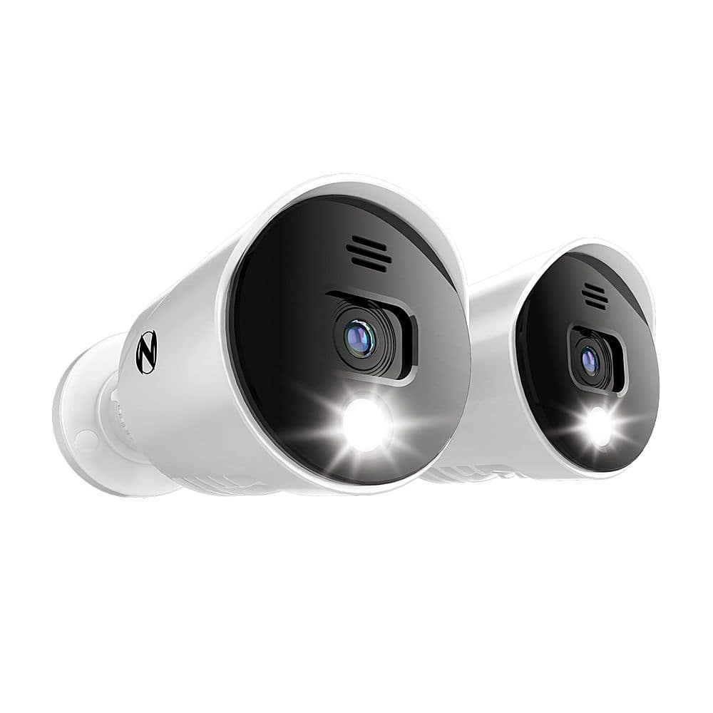 Night Owl - Wired Add On 4K Ultra HD Spotlight Cameras with Audio (2-Pack) - White/Black