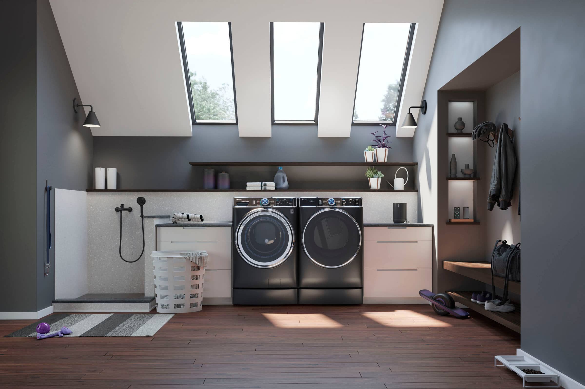 GE Profile - Washer/Dryer Laundry 7" Pedestal - Carbon Graphite - Image 9