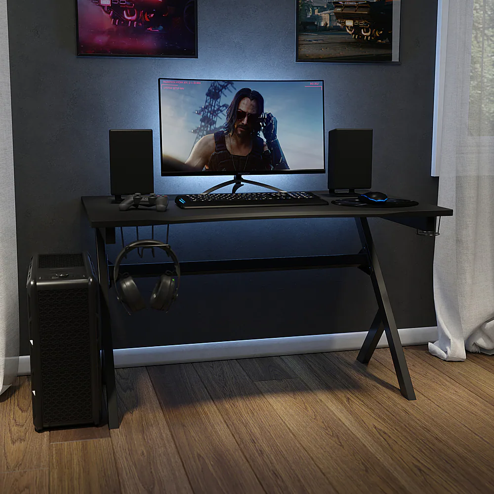 Alamont Home - Duncan Rectangle Modern Laminate Gaming Desk - Black - Image 3