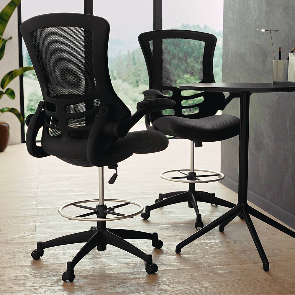 Alamont Home - Kelista Contemporary Mesh Drafting Stool - Black - Image 3