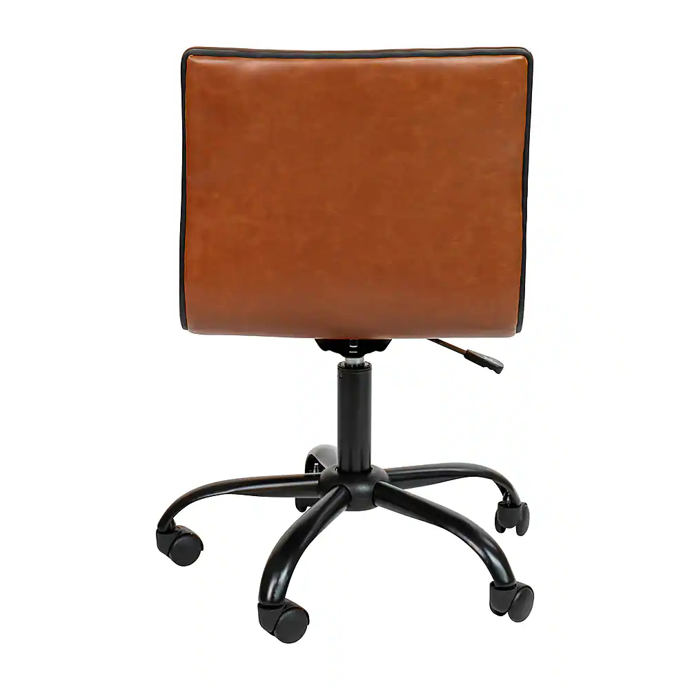 Alamont Home - Alan Contemporary Vinyl Swivel Office Chair - Brown Vinyl/Black Frame - Image 5