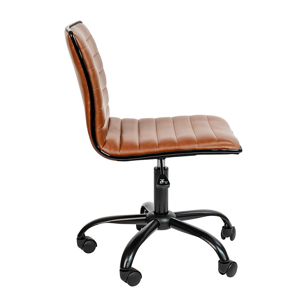 Alamont Home - Alan Contemporary Vinyl Swivel Office Chair - Brown Vinyl/Black Frame - Image 7