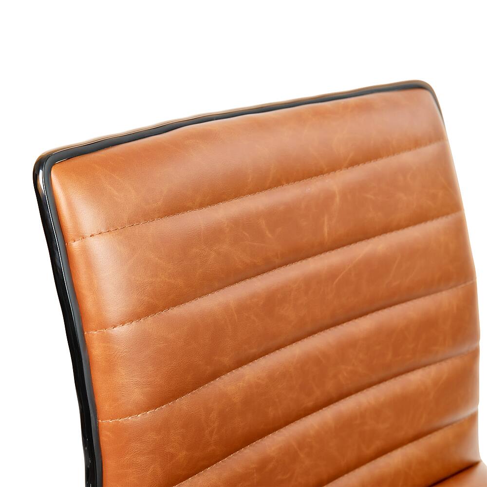 Alamont Home - Alan Contemporary Vinyl Swivel Office Chair - Brown Vinyl/Black Frame - Image 8