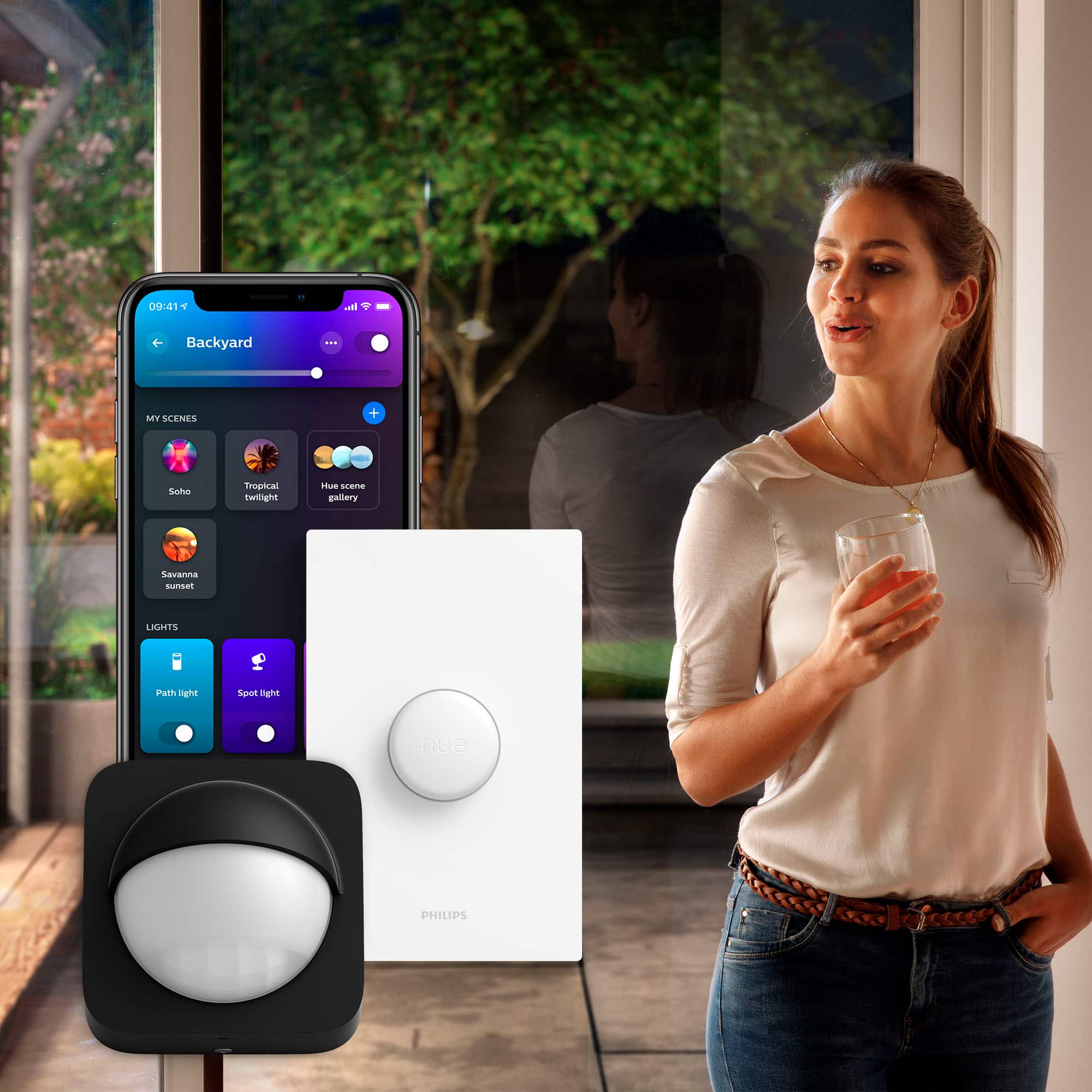 Philips - Hue White and Color Ambiance Lucca Wall Light - Black - Image 5