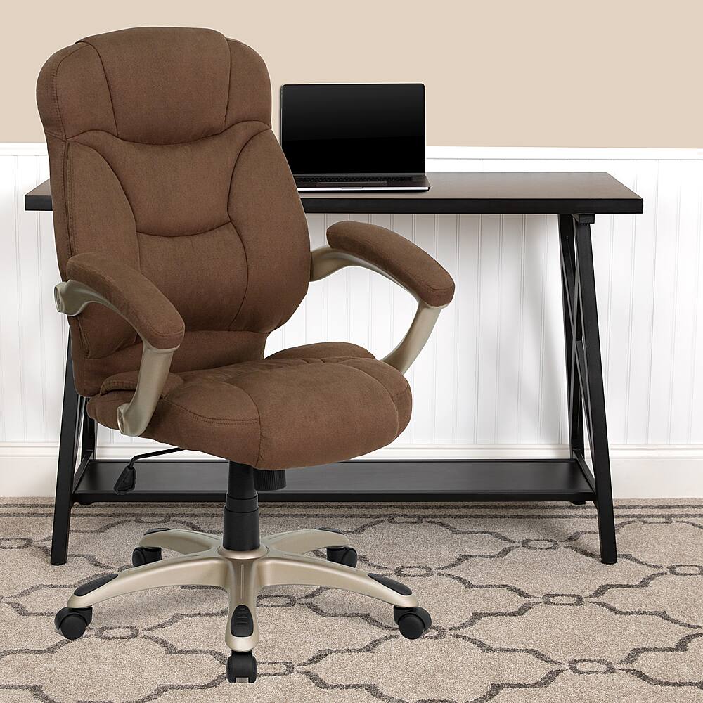 Alamont Home - Jessie Contemporary Fabric Swivel Office Chair - Brown Microfiber - Image 3