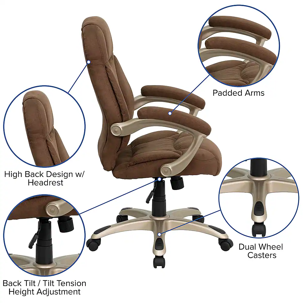 Alamont Home - Jessie Contemporary Fabric Swivel Office Chair - Brown Microfiber - Image 12