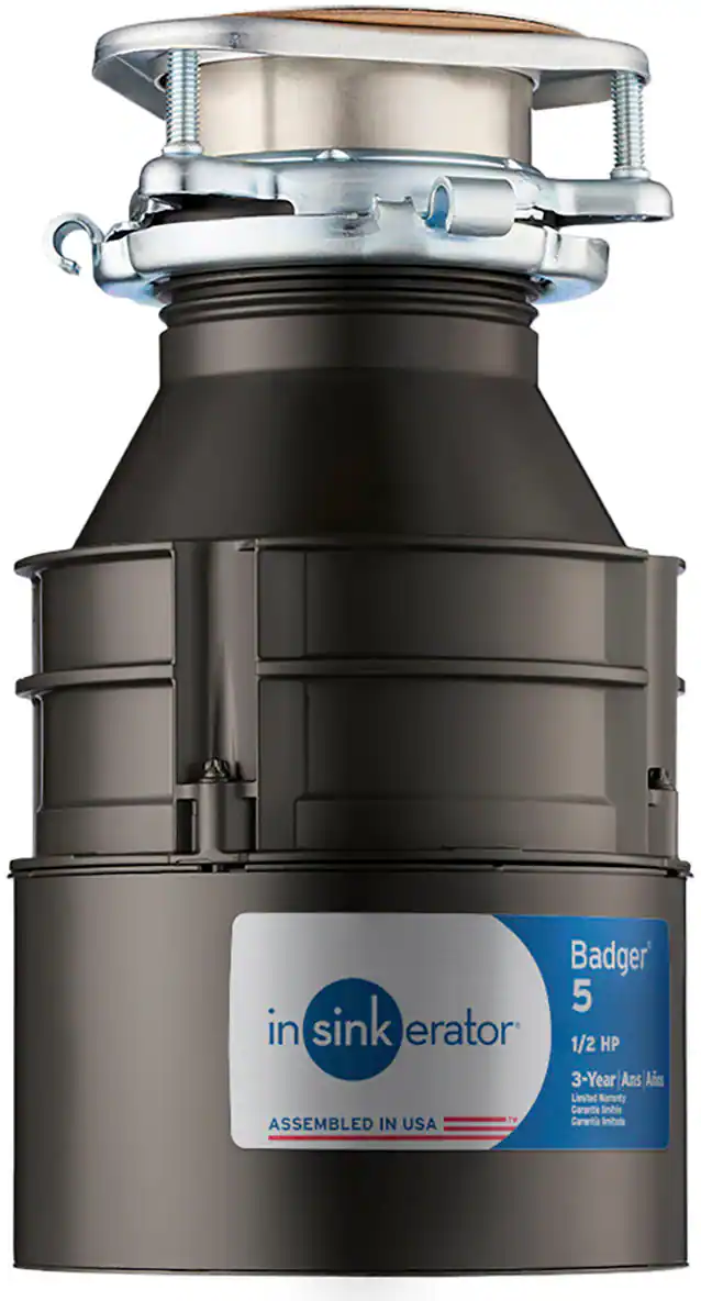 InSinkerator - Badger 5 Lift and Latch Standard Series 1/2 HP Continuous Feed Garbage Disposal with Power Cord - Grey - Image 2