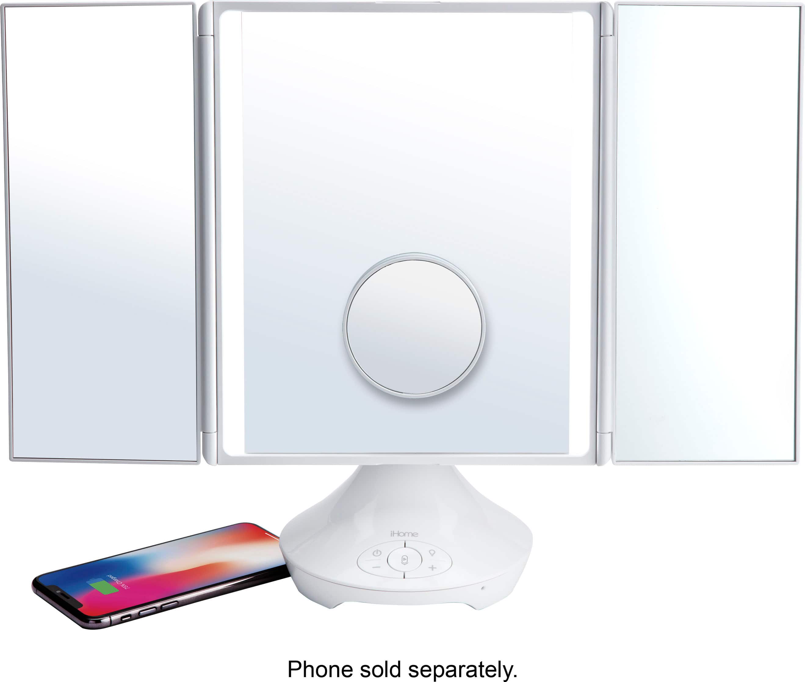iHome - REFLECT TRIFOLD Vanity Speaker with Bluetooth, Speakerphone, and USB Charging - White - Image 3