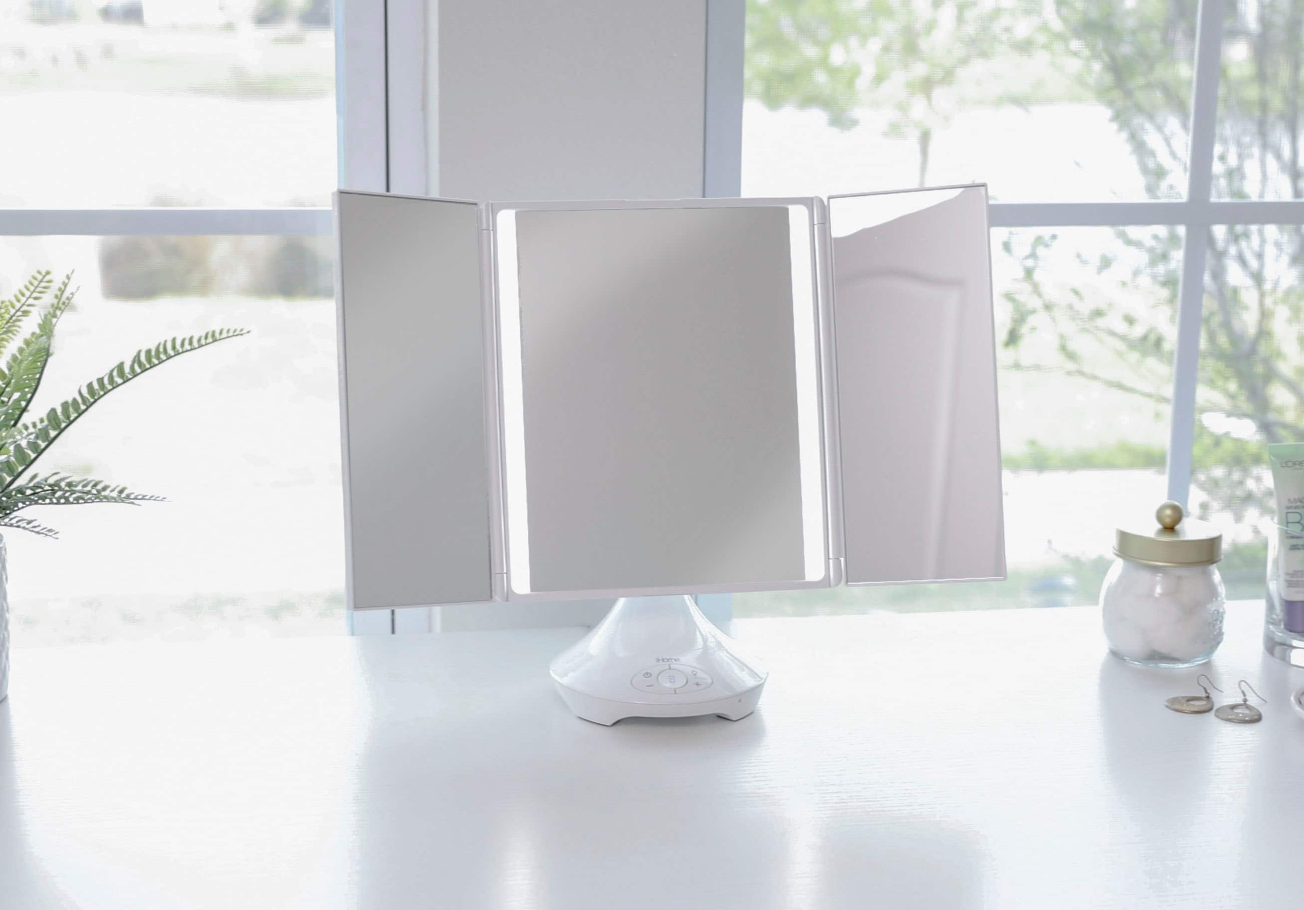 iHome - REFLECT TRIFOLD Vanity Speaker with Bluetooth, Speakerphone, and USB Charging - White - Image 13