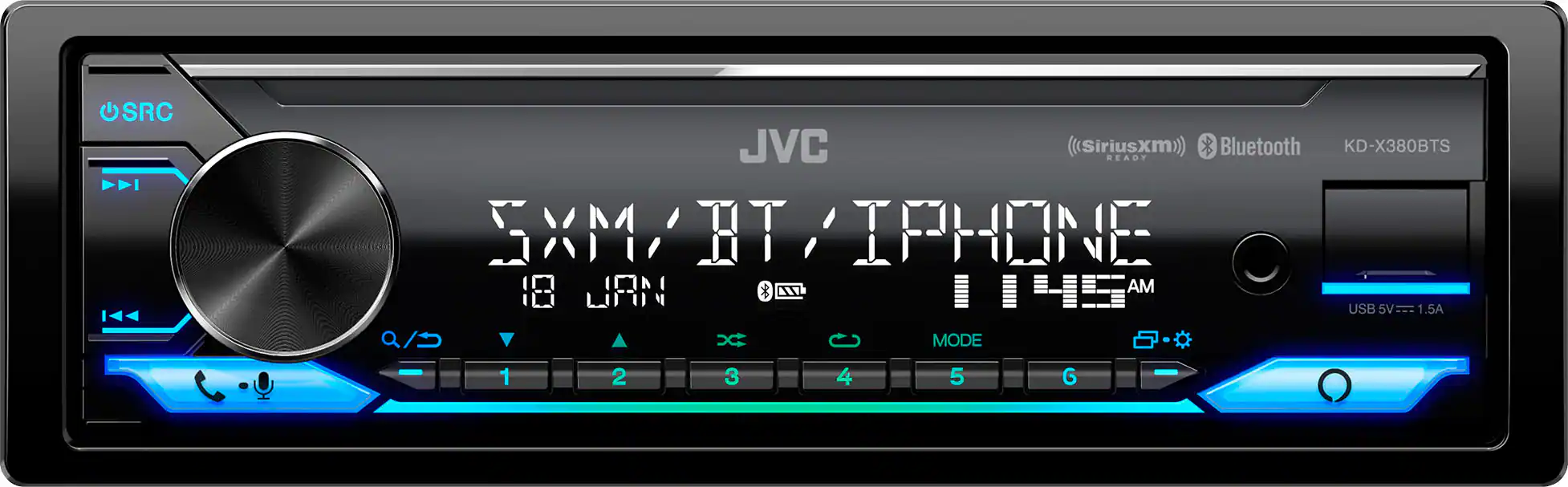 JVC - In-Dash Digital Media Receiver - Built-in Bluetooth - Satellite Radio-ready with Detachable Faceplate - Black