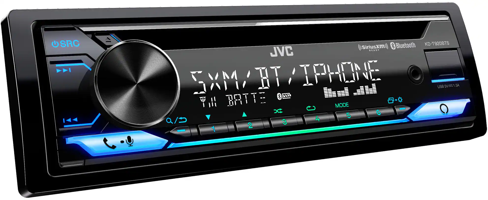 JVC - Bluetooth CD Receiver with Alexa Built-In and USB Rapid Charge, Satellite Rado Ready - Black - Image 2