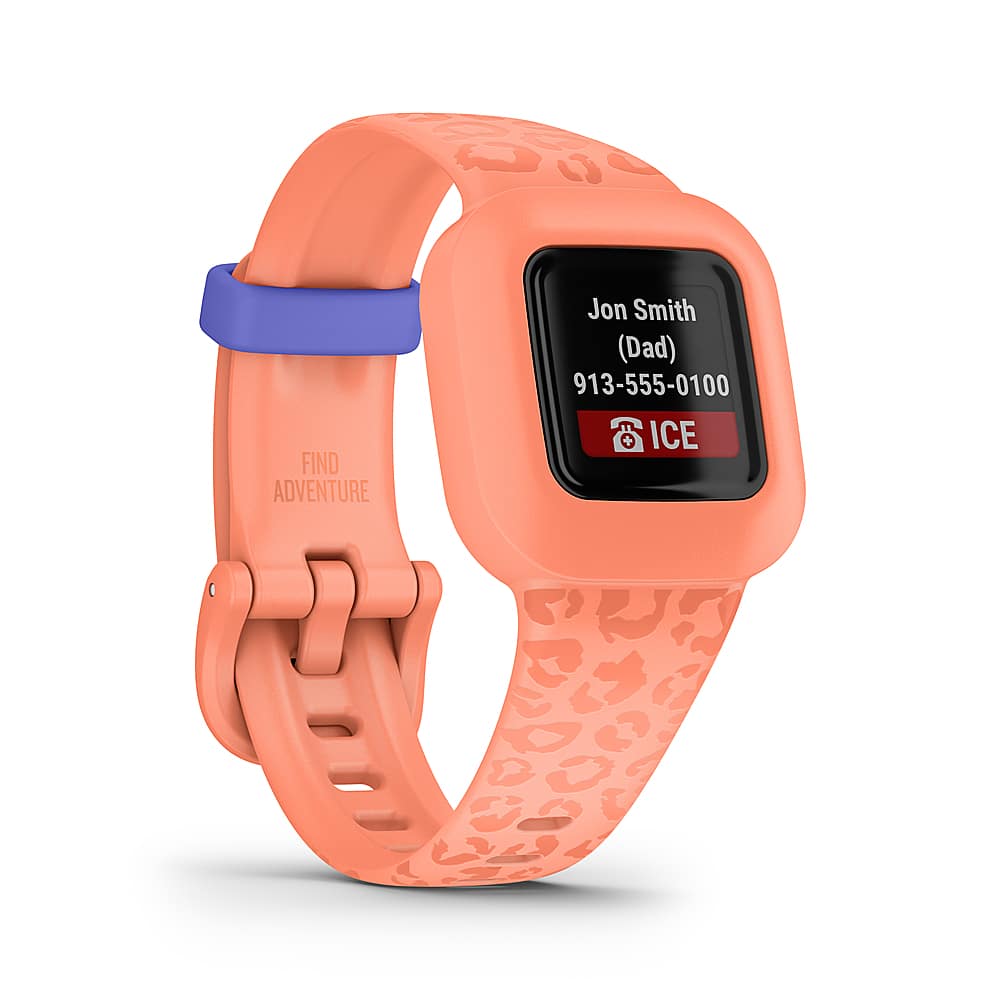 Garmin - vívofit jr. 3 Kids Fitness Tracker - Peach Leopard - (2016) - Image 2