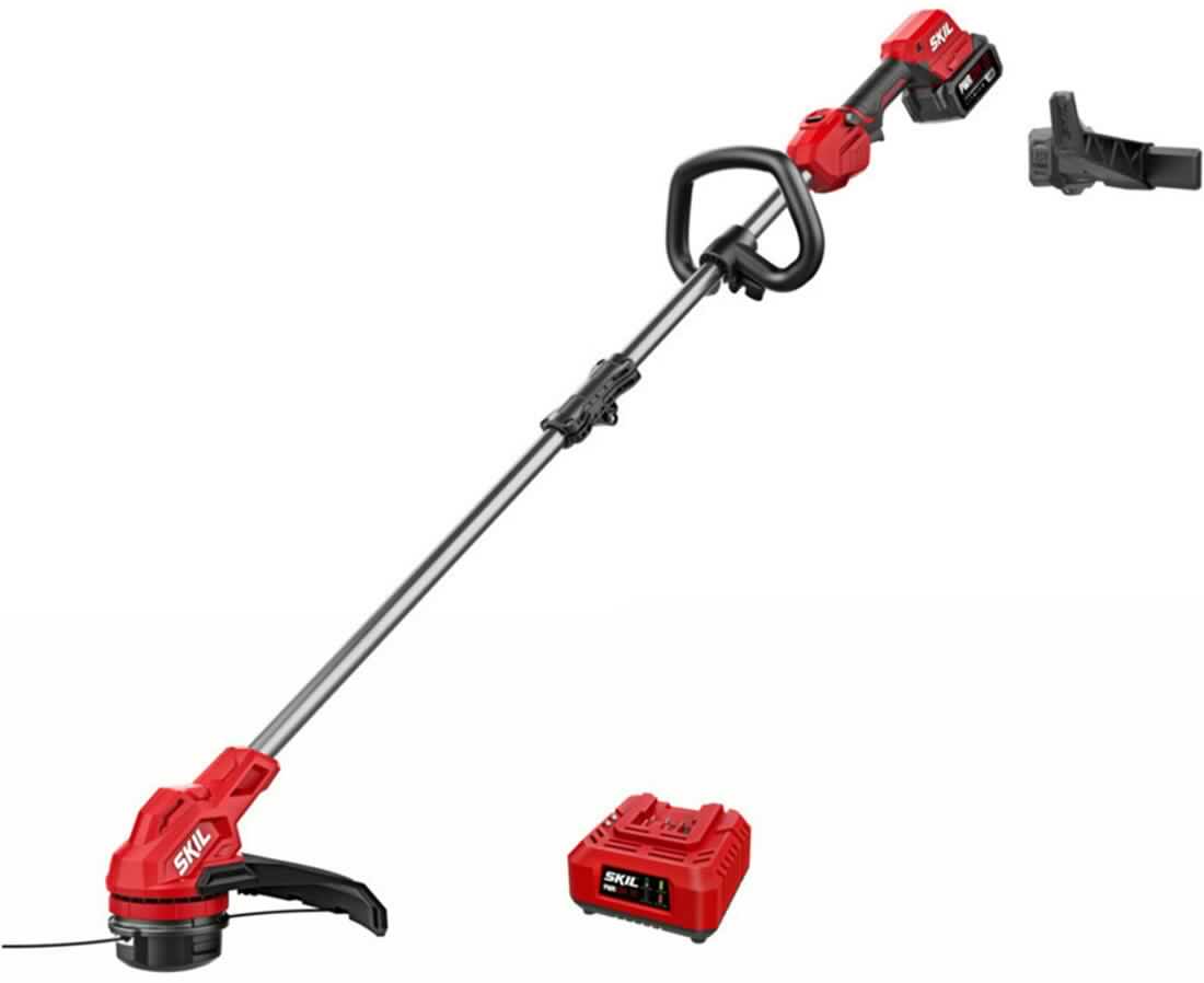 Skil - PWRCORE20 20-Volt 13-Inch Cutting Diameter Brushless Straight Shaft Grass Trimmer (1 x 4.0Ah Battery and 1 x Charger) - Red/black - Image 2