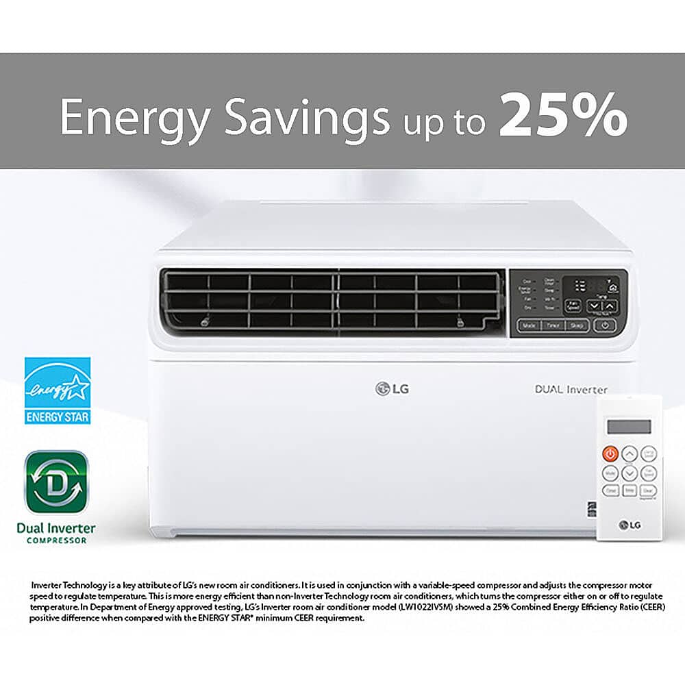 LG - 450 Sq. Ft. 10,000 BTU Dual Inverter Smart Window Air Conditioner - White - Image 9
