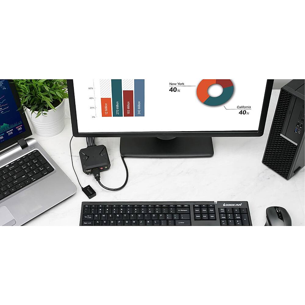 IOGEAR - 2-Port 4K KVM Switch with HDMI, USB and Audio Connections - Black - Image 4