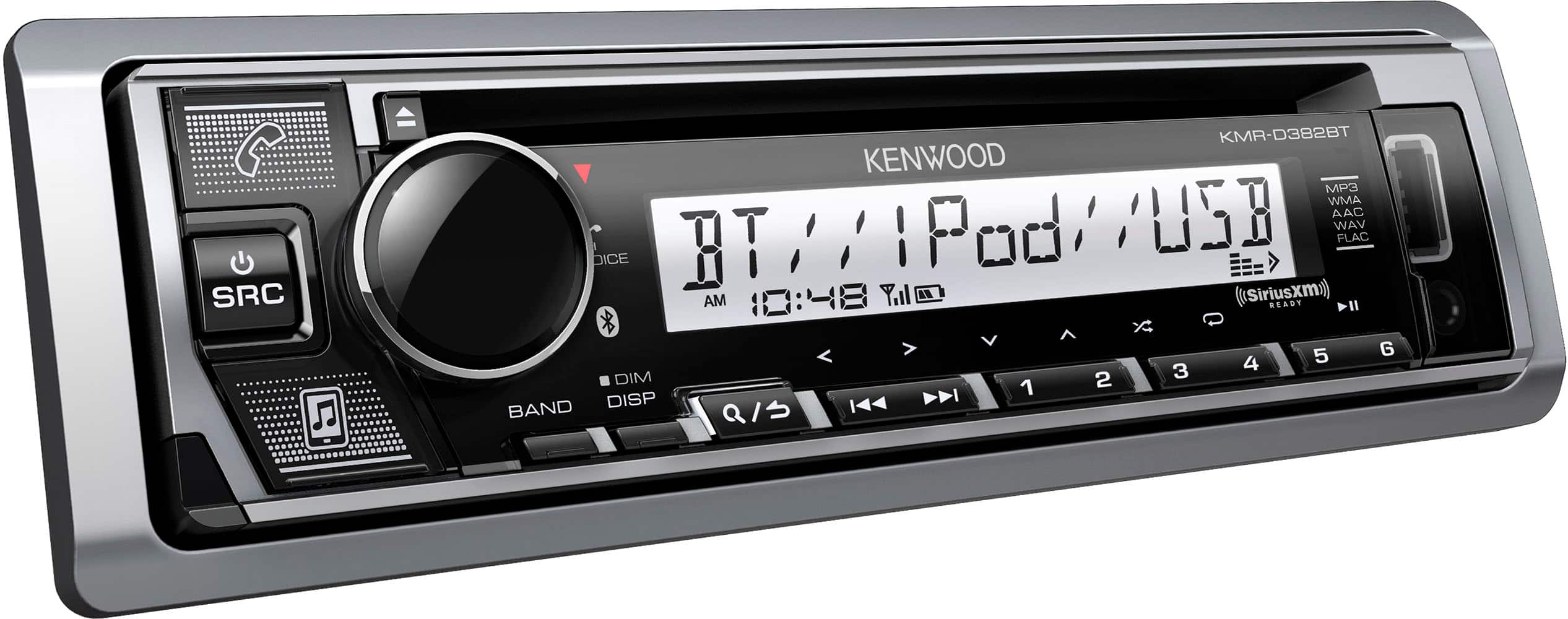 Kenwood - Bluetooth CD/Digital Media (DM) Marine Receiver and Satellite Radio-Ready with Detachable Faceplate - Silver - Image 2