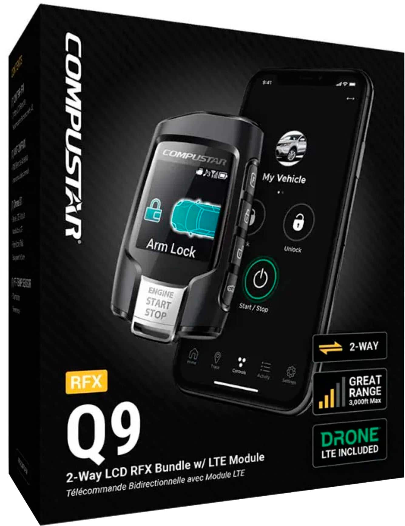 Compustar - Q9 2-Way LCD RFX Bundle with LTE Module Remote Upgrade Kit - Black - Image 5