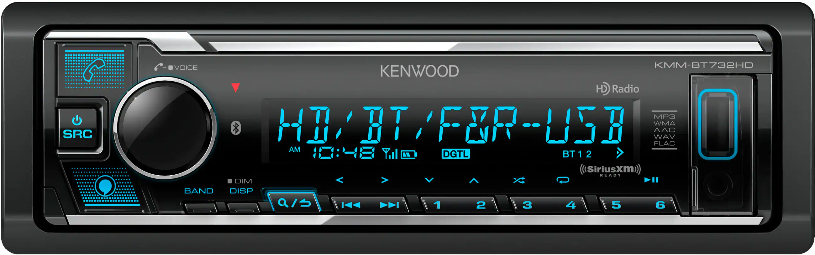 Kenwood - Digital Media Receiver with AM/FM, HD Radio, 3 4 volt Pre outputs, Front Aux and USB input - Black