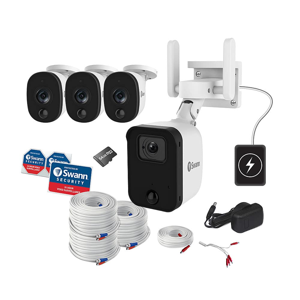 Swann - Fourtify 4 Wireless Security Camera System 64GB Micro SD Card 4 Cameras1080p NVR System 2-Way Audio Indoor/Outdoor - White - Image 2