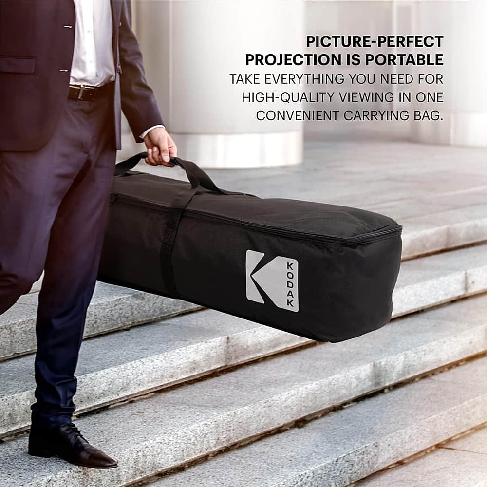 Kodak - 120” Portable Dual Projector Screen w/ Stand & Carry Case, Front & Rear Projection for Indoor & Outdoor Movies - Black - Image 7