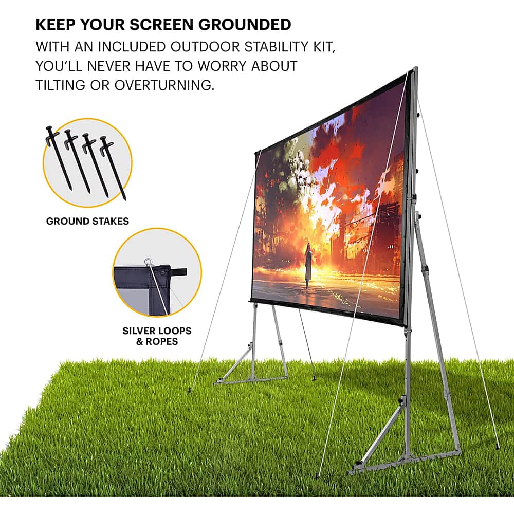 Kodak - 120” Portable Dual Projector Screen w/ Stand & Carry Case, Front & Rear Projection for Indoor & Outdoor Movies - Black - Image 3