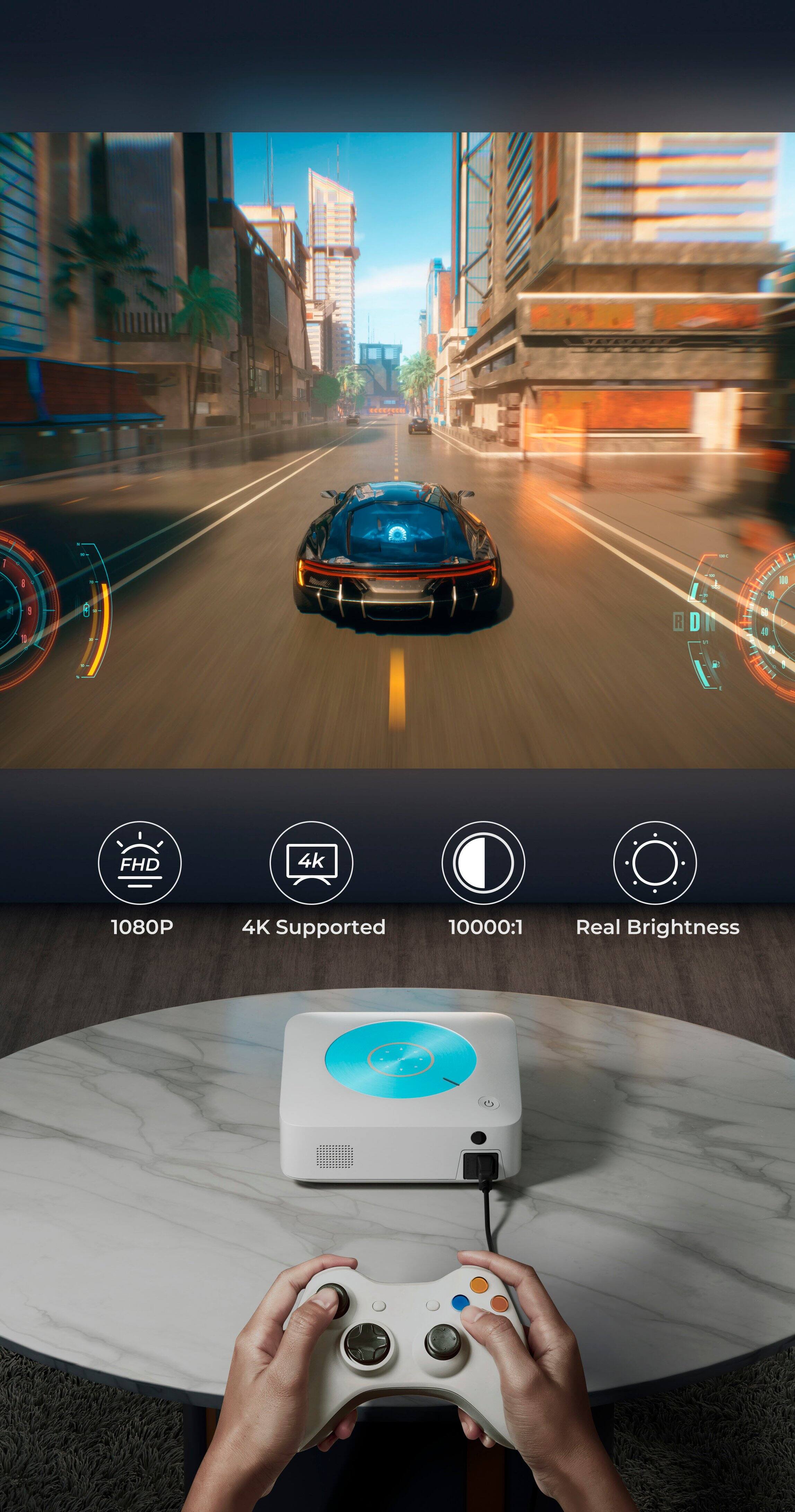 Vankyo - Leisure E30TBS Native 1080P Wireless Single LCD Projector, Screen Included - White/Blue - Image 7