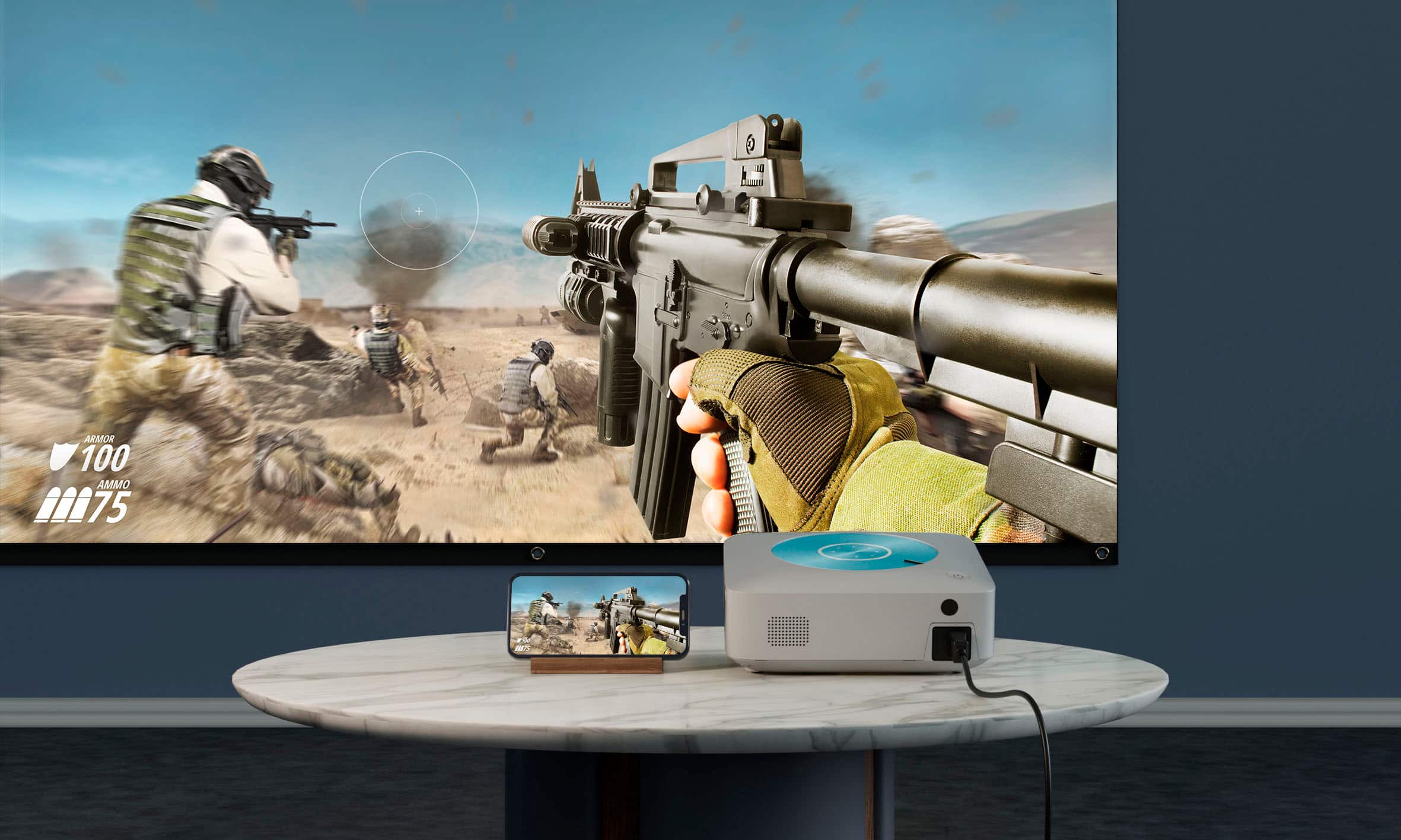 Vankyo - Leisure E30TBS Native 1080P Wireless Single LCD Projector, Screen Included - White/Blue - Image 8