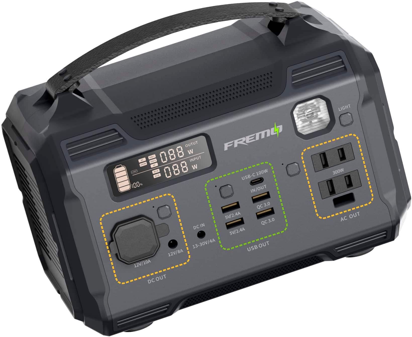 Fremo - X300 276 Watt Battery Powered Portable Generator (276 Wh Capacity) - Grey - Image 3