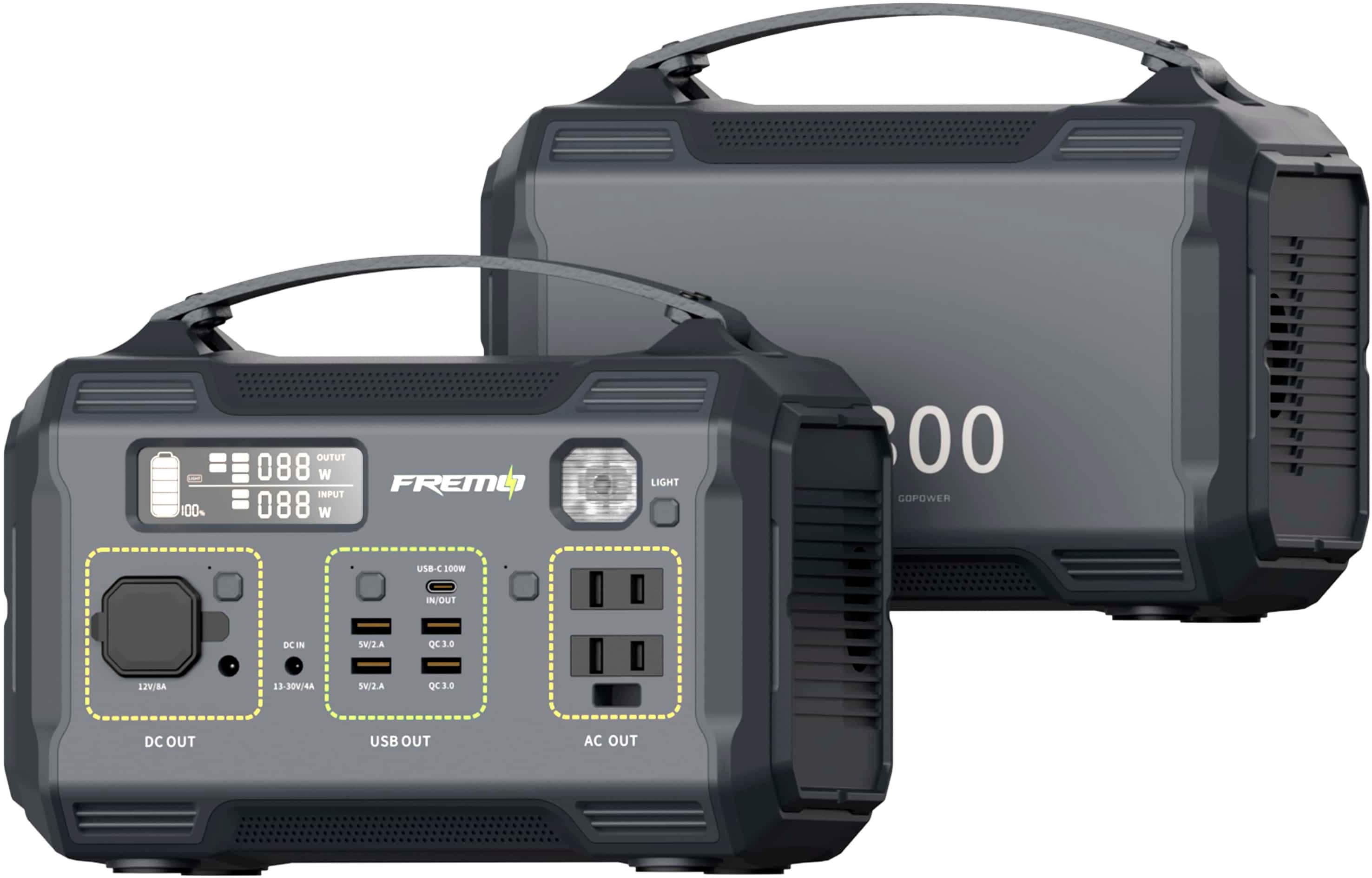 Fremo - X300 276 Watt Battery Powered Portable Generator (276 Wh Capacity) - Grey - Image 4