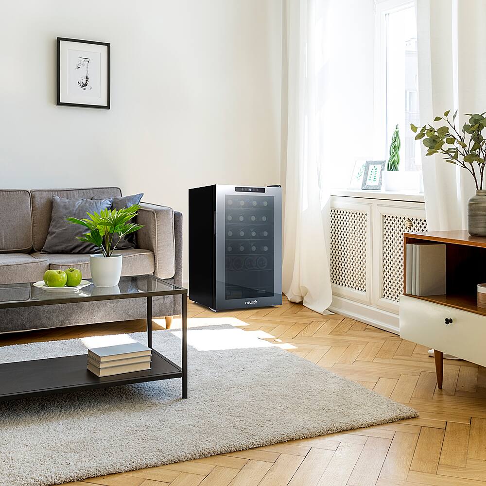 NewAir - 24-Bottle Wine Cooler with Mirrored Double-Layer Tempered Glass Door & Compressor Cooling, Digital Temperature Control - Black - Image 2